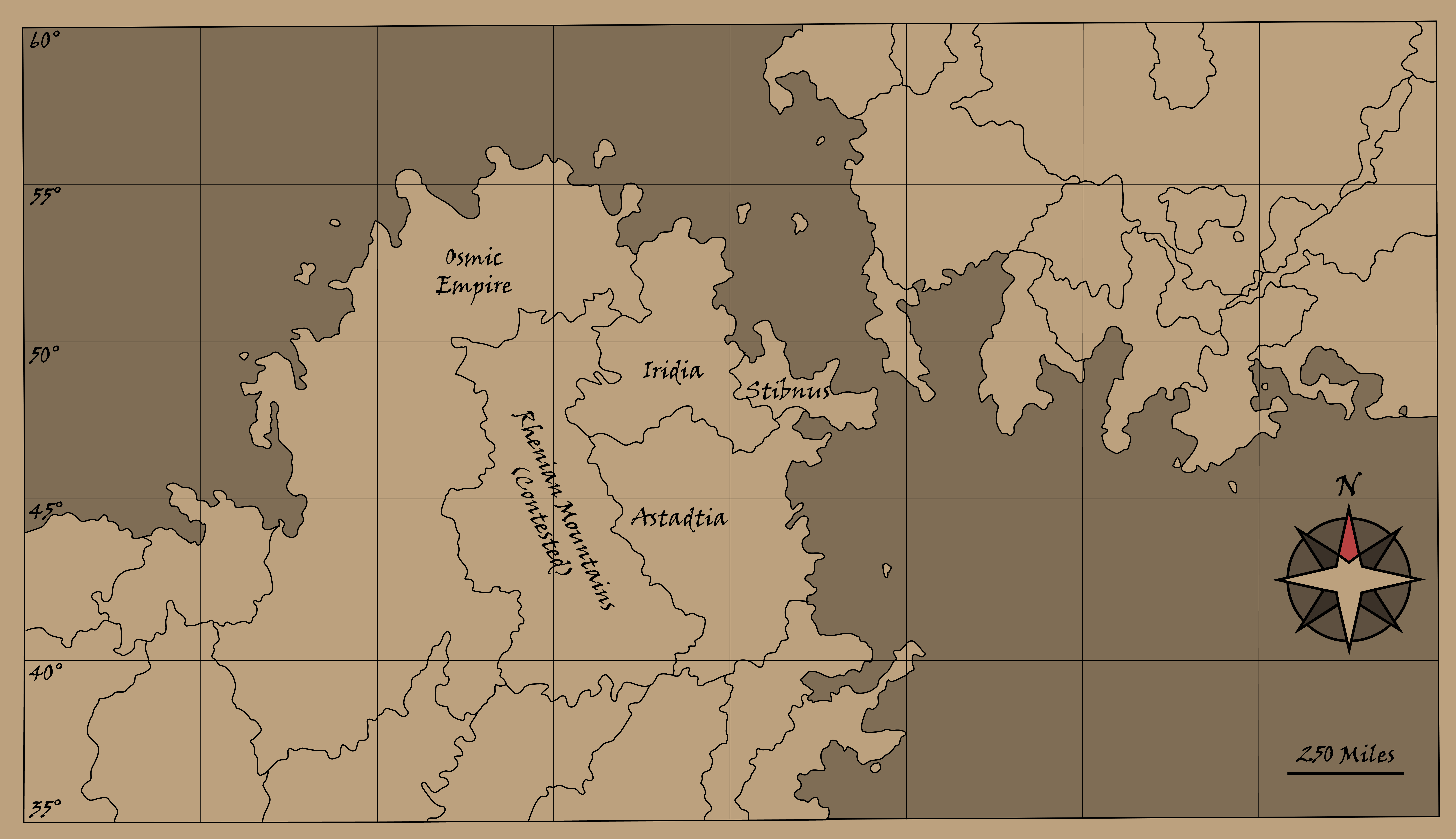 a map showing the continents Iridia occupies.