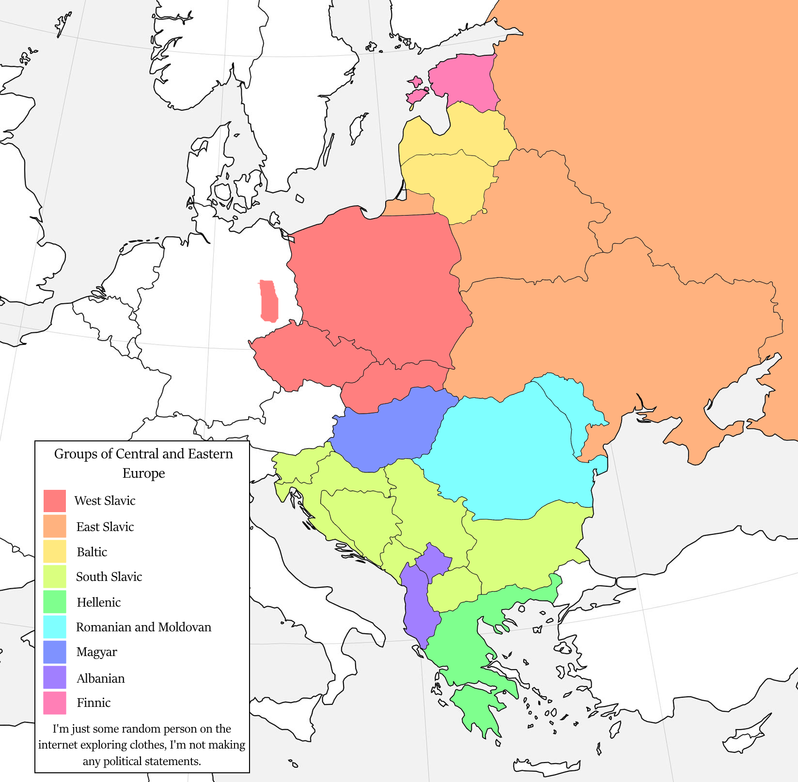 map of Central and Eastern Europe showing the various groups