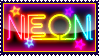 Neon sign of the word neon stamp